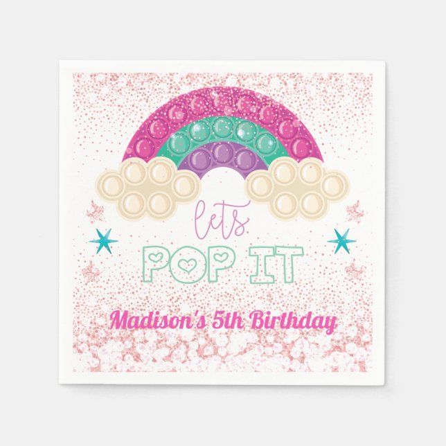 Pop It Birthday Rainbow Personalisiert Serviette (Vorderseite)