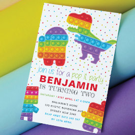 Pop It Boy Birthday Dinosaur Robot Geburtstag Einladung