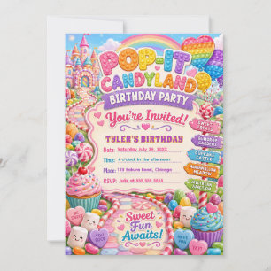 Pop-It Candyland Geburtstagsfeier Einladung
