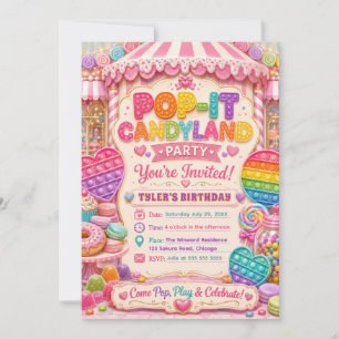 Pop-It Candyland Geburtstagsfeier Einladung