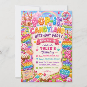 Pop-It Candyland Geburtstagsfeier Einladung