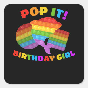 Pop It Dot Day Dolphin für Geburtstagskinder Quadratischer Aufkleber