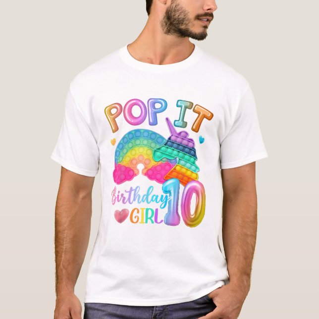 Pop It Geburtstagsmädchen 10 T-Shirt (Vorderseite)