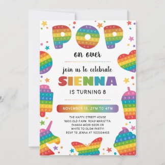 Pop it Invitation for Birthday Party Fidget Toy  Einladung