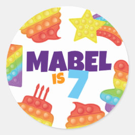Pop It! | Rainbow Birthday Runder Aufkleber