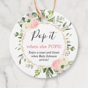 Pop it when she pops pink gold greenery baby geschenkanhänger