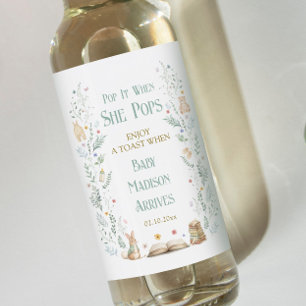 Pop it When She Pops Story Book Baby Shower Weinetikett