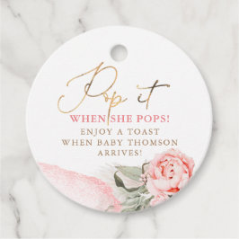 Pop It When Shen Pops - Pink Floral Baby Dusche Geschenkanhänger