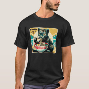 Pop japanische Kunst Postage Stamp Nudeln Panther T-Shirt