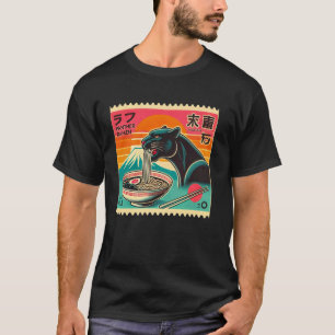 Pop Japanischer Mt. Fuji Briefmarken Nudeln Panthe T-Shirt