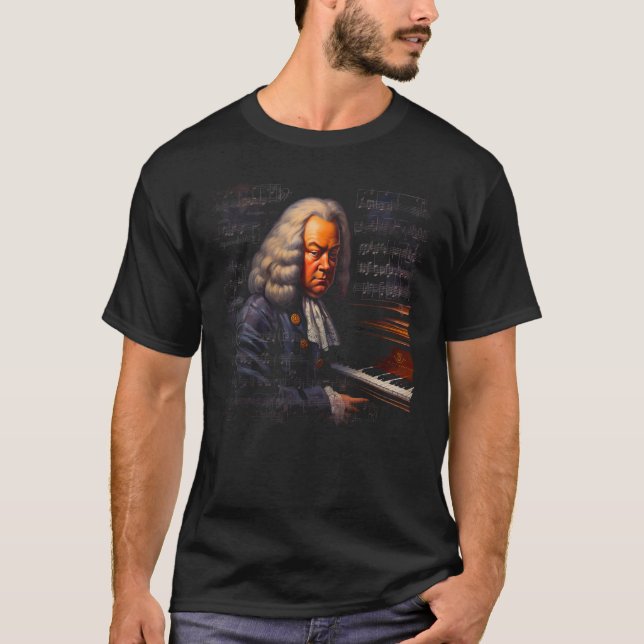 Pop Johann Sebastian Bach Music Piano Pianist T-Shirt (Vorderseite)