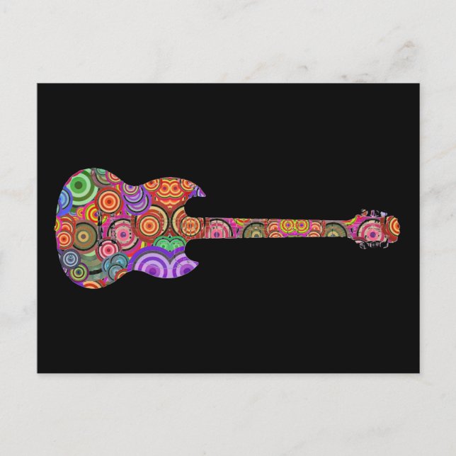 Pop kreist Gitarren-Logo ein Postkarte (Vorderseite)