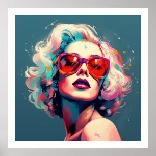 Pop Kultur Lebensgefähre Farben Mädchen mit Brille Poster
