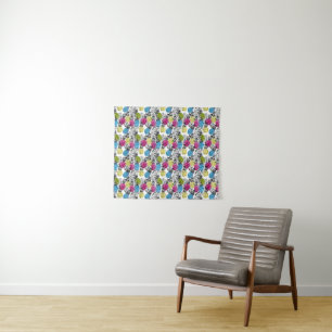 Pop-Kunst-Ananas und Palmblätter Wandteppich