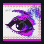Pop-Kunst-Augen-Wand-Uhr durch Katie Pfeiffer Quadratische Wanduhr<br><div class="desc">Ursprünglicher digitaler Entwurf durch Künstler Katie Pfeiffer. Alle Bilder auf meinem Standort sind urheberrechtlich geschütztes © Katie Pfeiffer 2012 alle Rechte vorbehalten eine wichtige Anmerkung über Copyright: Die Kopie von Bildern, von Scannen, von Downloading und/oder von Reproduktion wird ausschließlich verboten. Jedes Einzelteil ist urheberrechtlich geschützt, ob es eine Copyright-Briefmarke hat....</div>