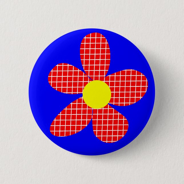 Pop-Kunst-Blume Button (Vorderseite)