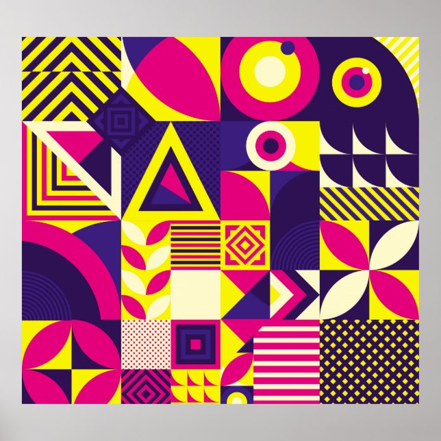 Pop Kunst, bunte geometrische Formen. Poster (Vorne)