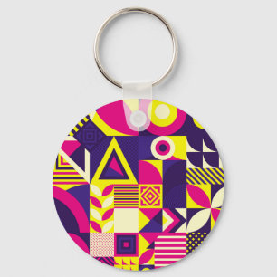Pop Kunst, bunte geometrische Formen. Schlüsselanhänger