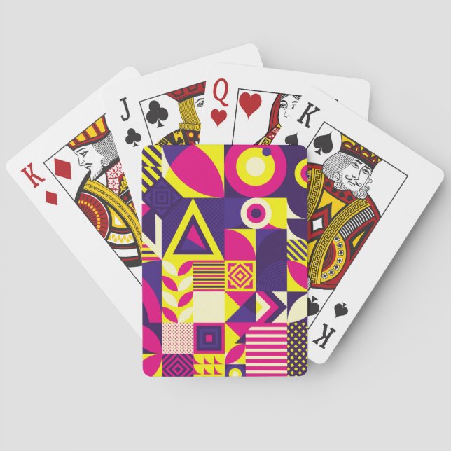 Pop Kunst, bunte geometrische Formen. Spielkarten (Rückseite)