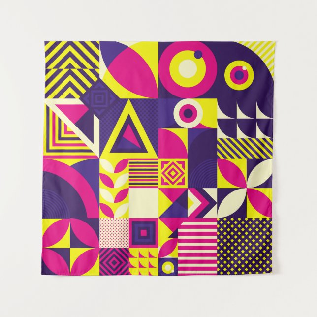 Pop Kunst, bunte geometrische Formen. Wandteppich (Vorderseite)