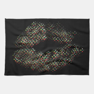 Pop-Kunst-bunte Lippen Geschirrtuch
