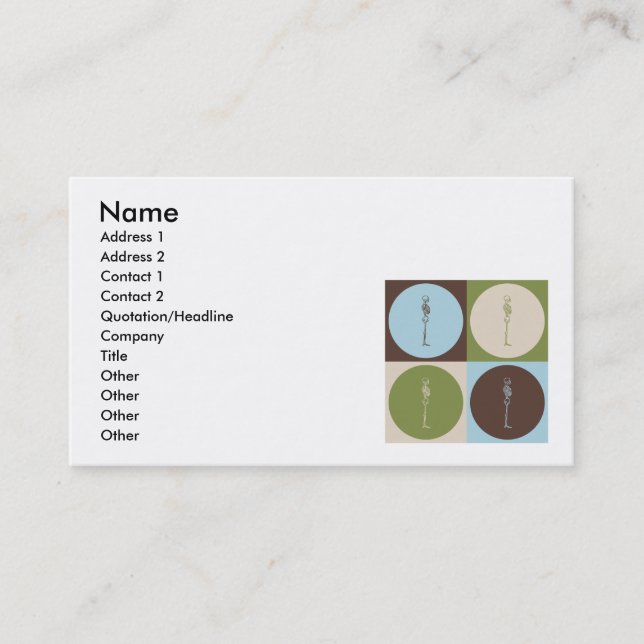 Pop-Kunst-Chiropraktik Visitenkarte (Vorderseite)