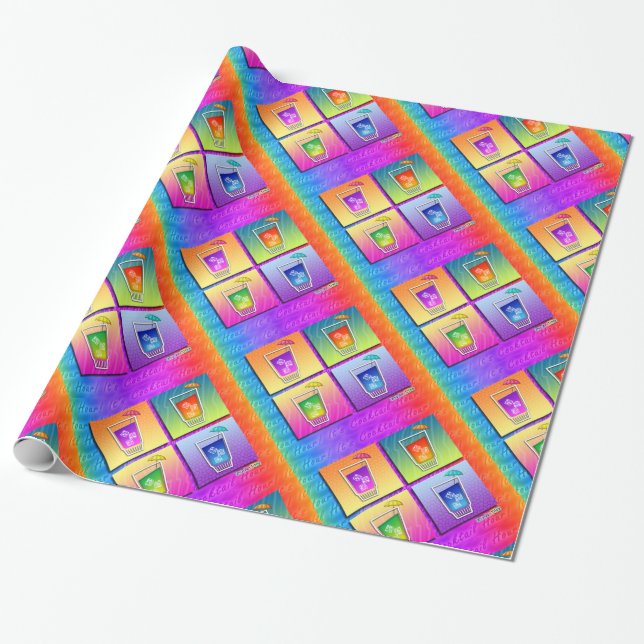 Pop-Kunst COCKTAIL-VERPACKUNGS-PAPIER Geschenkpapier (Ungerollt)
