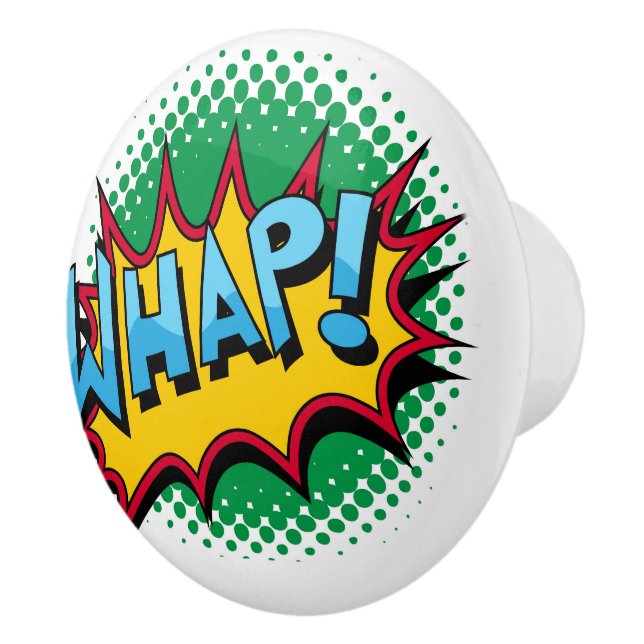 Pop-Kunst-Comic-Art Whap! Keramikknauf (Rechts)