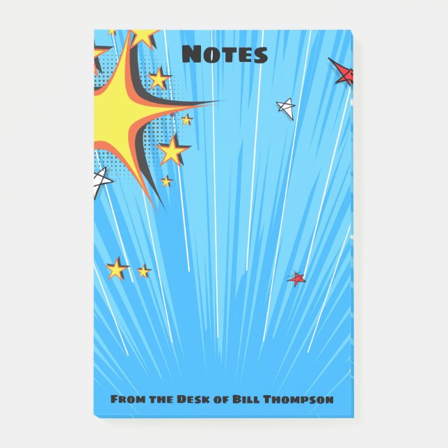 Pop-Kunst-Comicgeek-Schreibtisch-Zusätze Post-it Klebezettel (Vorderseite)