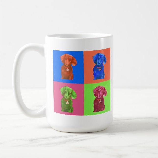 Pop-Kunst-Dackel Kaffeetasse (Links)