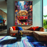 Pop Kunst, Dichtung und Musik Leinwanddruck<br><div class="desc">Mit der Retrobahn, die von neonleuchten Straßen umgeben ist, fahren Sie durch die pulsierende Kraft der Stadt und bewundern Sie die kühnen Kunstwerke des Pops. Die elektrisierenden Farben und Reflexionen schaffen eine dynamische und lebendige Komposition, die sich perfekt für Pop-Kunstfans, Stadtfans und diejenigen eignet, die eine bunte und moderne Dekoration...</div>