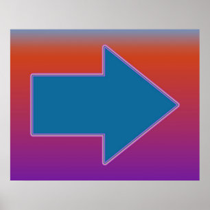 Pop-Kunst ein Pfeil zum rechten Blau über Rot Poster