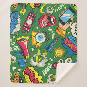 Pop Kunst: Farbiges Comic Nahtlos Sherpadecke