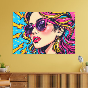 Pop-Kunst für Elektroglam - Dynamischer Retro 80er Leinwanddruck