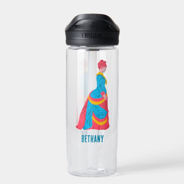 Pop Kunst Historische Frau in Büstelkleid Maßgesch Trinkflasche (Rückseite)