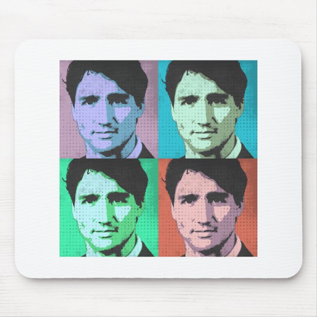 Pop-Kunst Justin Trudeau - Größengleich2-.png Mousepad (Vorne)