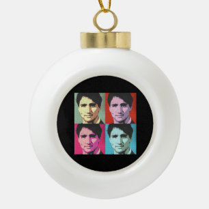 Pop-Kunst Justin Trudeau - Größengleich - .png Keramik Kugel-Ornament