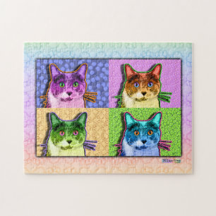 Pop-Kunst-Katzen-Puzzlespiel Puzzle