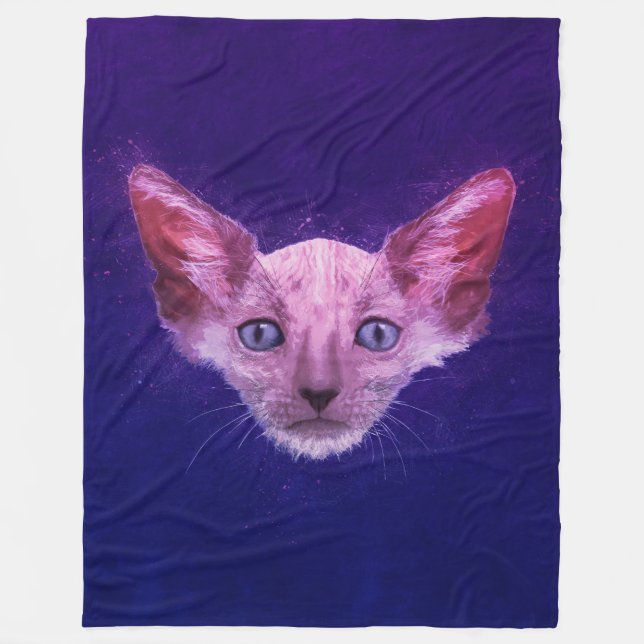 Pop-Kunst Lykoi Werewolf-Katze Fleecedecke (Vorderseite)
