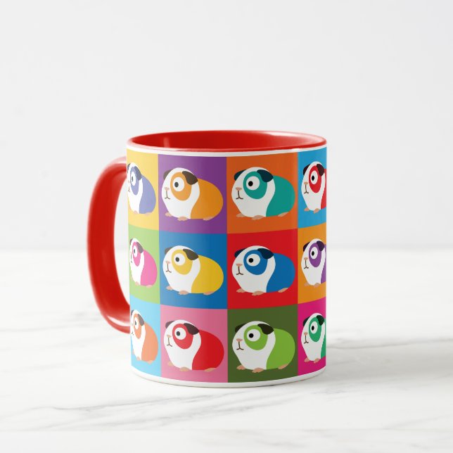 Pop-Kunst-Meerschweinchen Tasse (Vorderseite Links)