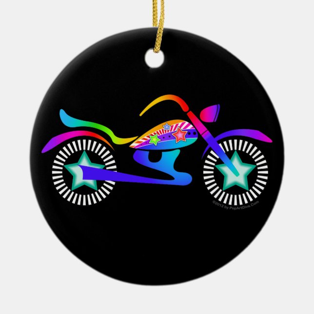Pop-Kunst MOTORRAD Verzierung Keramik Ornament (Vorne)