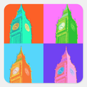 Pop-Kunst Neonbig Ben Quadratischer Aufkleber