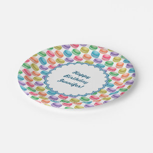 Pop-Kunst-Plätzchen buntes Macarons Pappteller