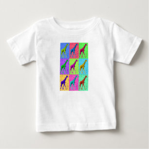 Pop-Kunst Popart gehende Giraffe Mehrfarben Baby T-shirt