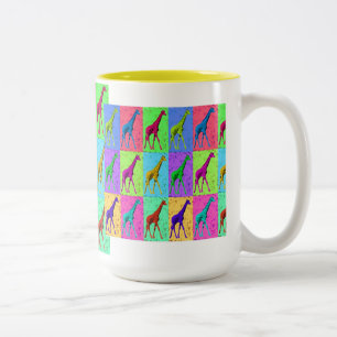 Pop-Kunst Popart gehende Giraffe Mehrfarben Zweifarbige Tasse