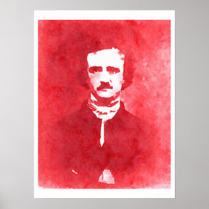 Pop-Kunst-Porträt Edgar Allan Poe im Rot Poster