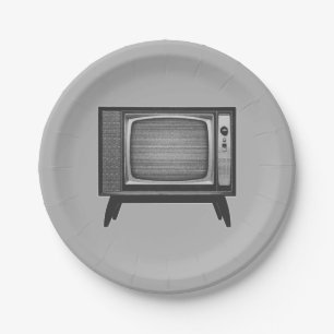 Pop-Kunst-Retro FernsehSet Pappteller