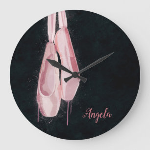 Pop-Kunst-Rosa-Ballett-Schuhe Große Wanduhr