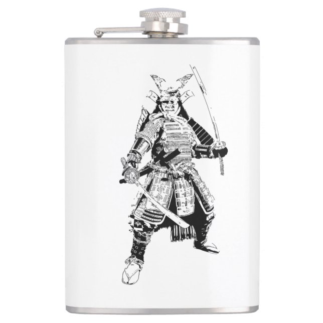 Pop-Kunst-Samurai-Flasche Flachmann (Vorderseite)