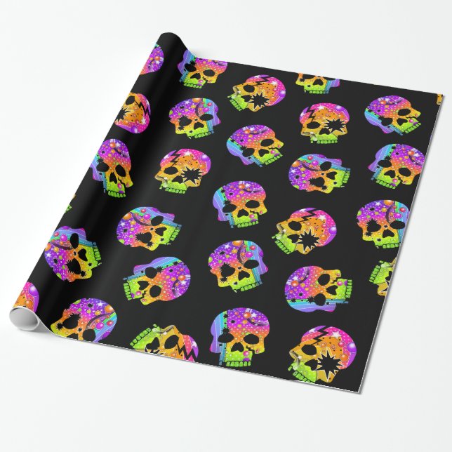POP-KUNST-SCHÄDEL-VERPACKUNGS-PAPIER GESCHENKPAPIER (Ungerollt)